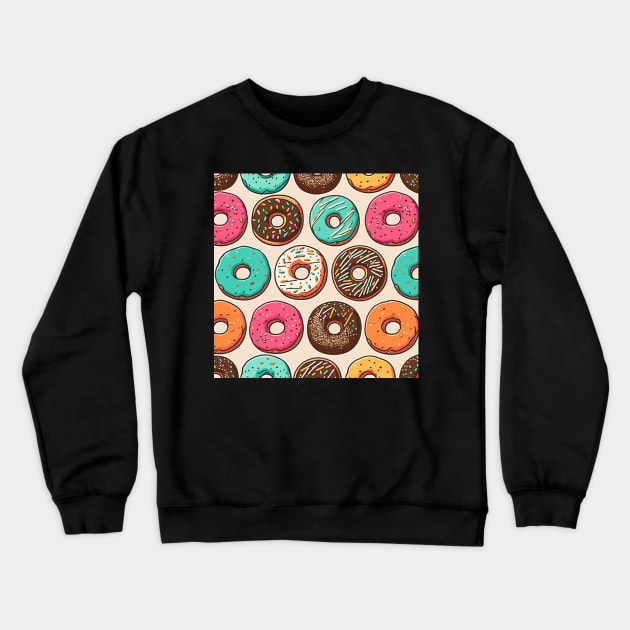 Donuts Pattern Line Drawing Colorful, Birthday Gift ideas for Donuts Lover Crewneck Sweatshirt by Pezzolano